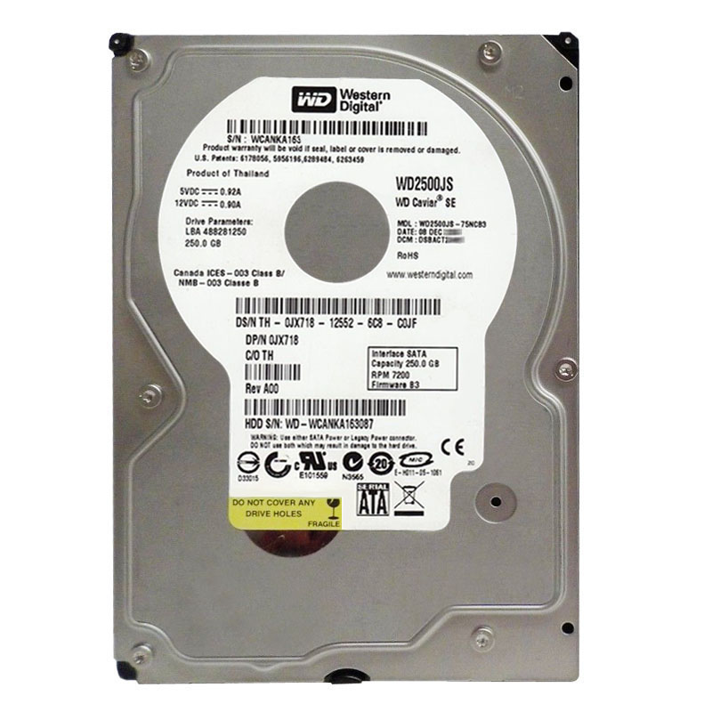 Western Digital - 250GB 7.2K SATA 3.0Gbps 3.5" 8MB Hard Drive - WD2500JS-75NCB3