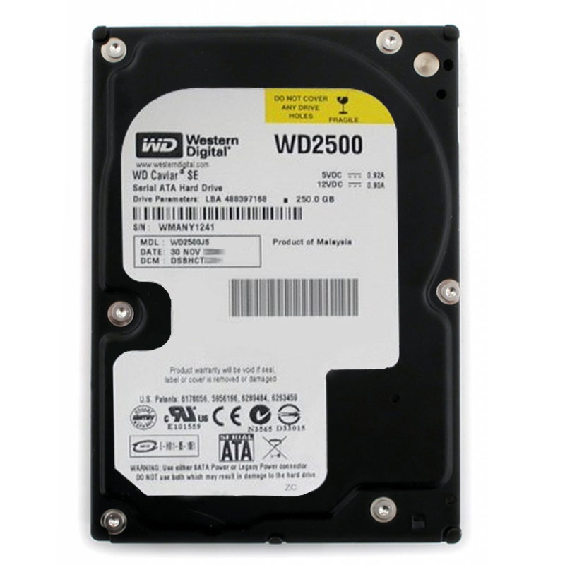 Western Digital - 250GB 7.2K SATA 3.0Gbps 3.5" 8MB Hard Drive - WD2500JS