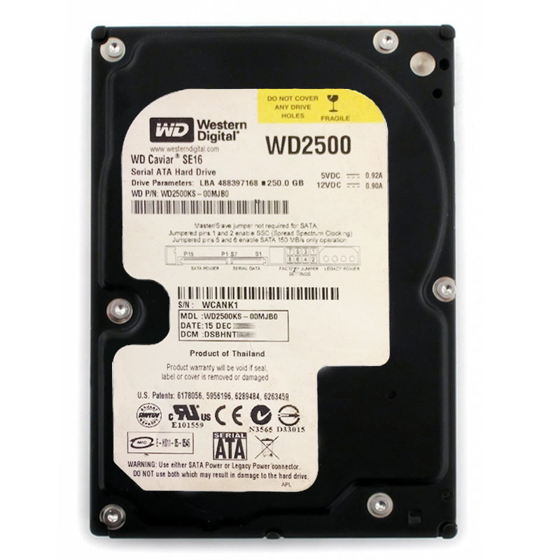 Western Digital - 250GB 7.2K SATA 3.0Gbps 3.5" 16MB Hard Drive - WD2500KS-00MJB0