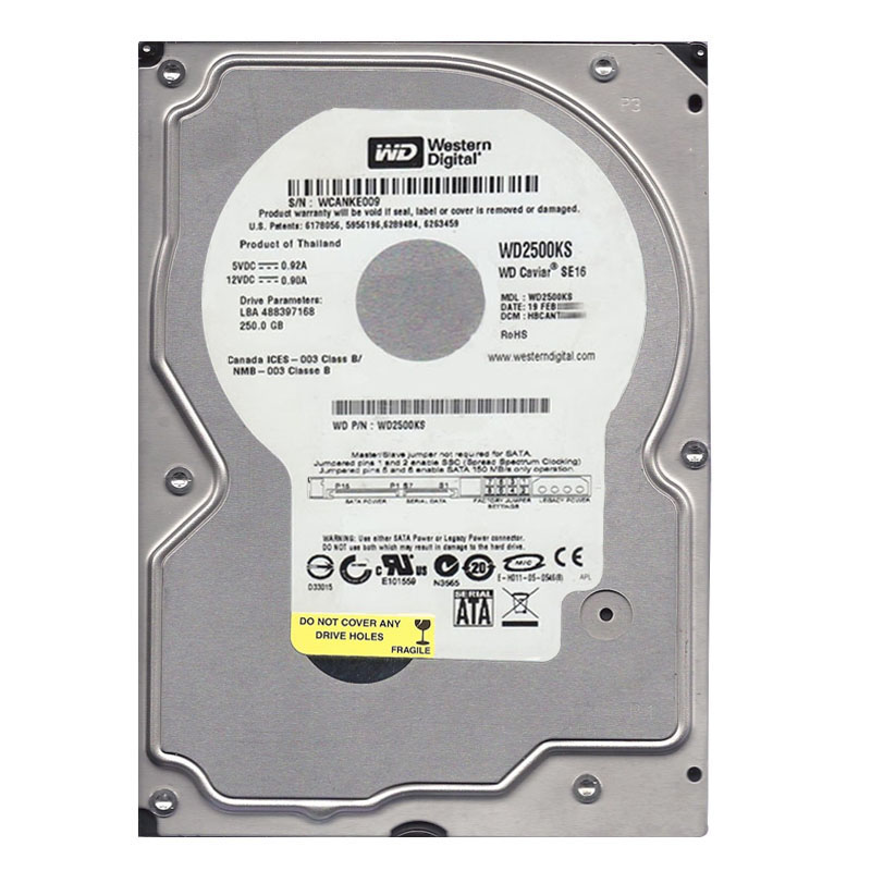 Western Digital - 250GB 7.2K SATA 3.0Gbps 3.5" 16MB Hard Drive - WD2500KS