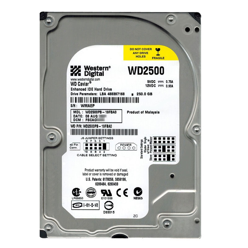 Western Digital - 250GB 7.2K Ultra-ATA/100 3.5" 8MB Cache Hard Drive - WD2500PB-19FBA0