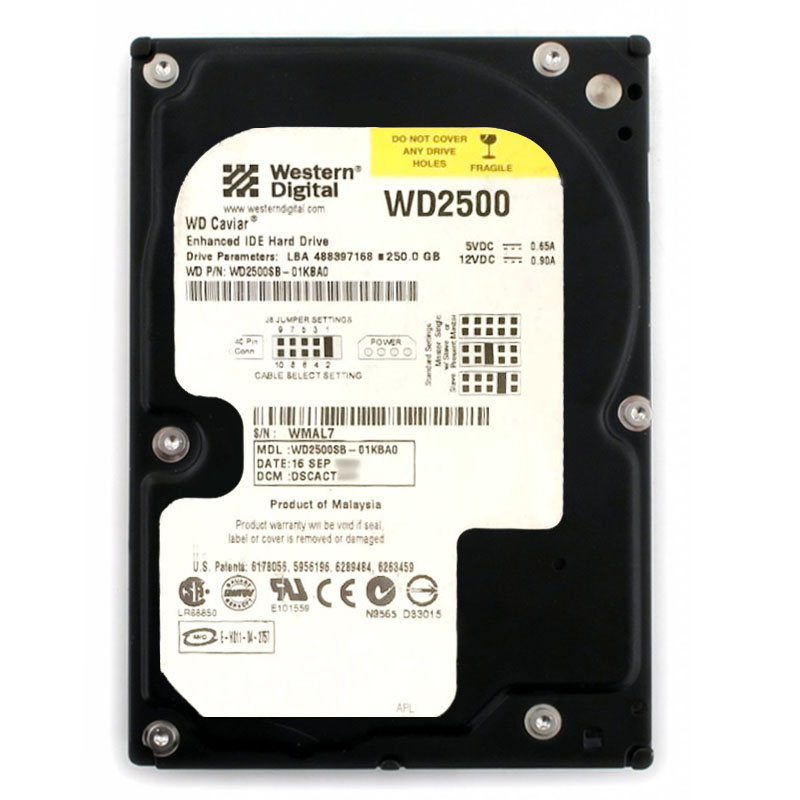 Western Digital - 250GB 7.2K IDE 3.5" 8MB Cache Hard Drive - WD2500SB-01KBA0