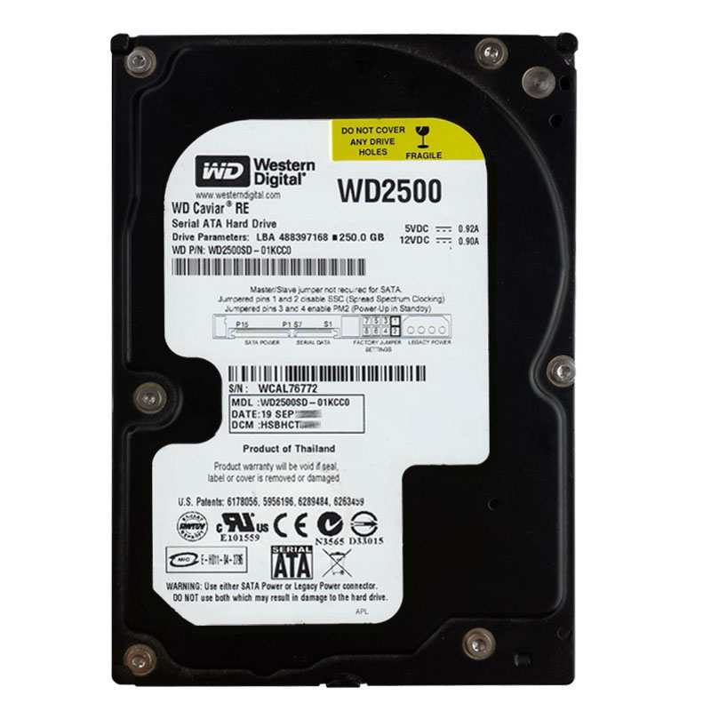 Western Digital - 250GB 7.2K SATA 1.5Gbps 3.5" 8MB Hard Drive - WD2500SD-01KCC0