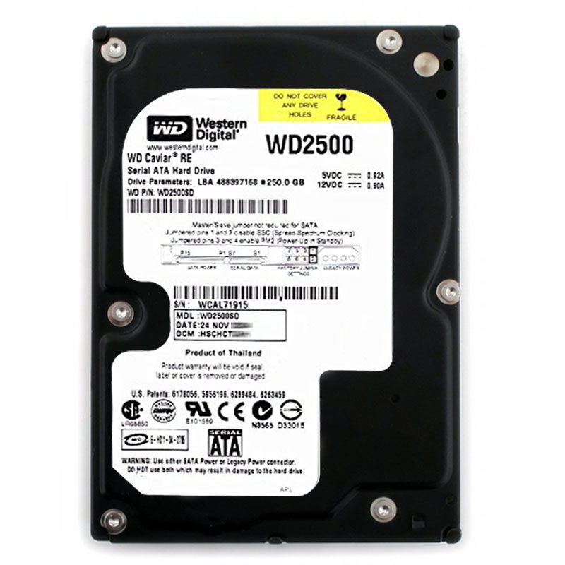 Western Digital - 250GB 7.2K SATA 1.5Gbps 3.5" 8MB Hard Drive - WD2500SD