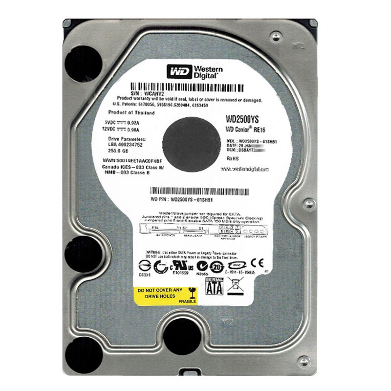 Western Digital - 250GB 7.2K SATA 3.0Gbps 3.5" 16MB Hard Drive - WD2500YS-01SHB1