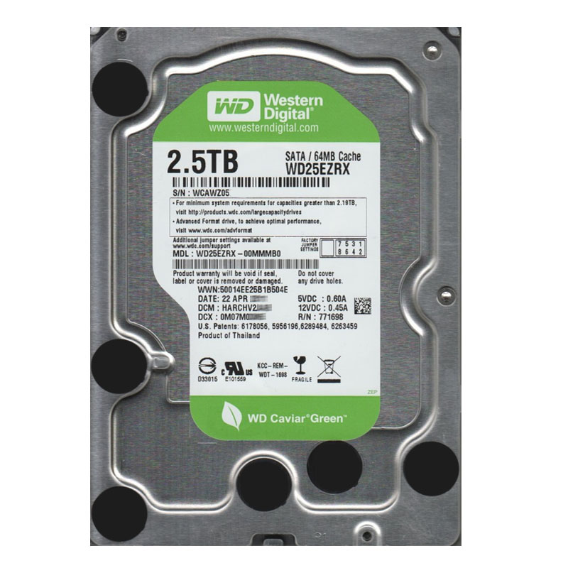 Western Digital - 2.5TB 7.2K SATA 6.0Gbps 3.5" 64MB Hard Drive - WD25EZRX-00MMMB0