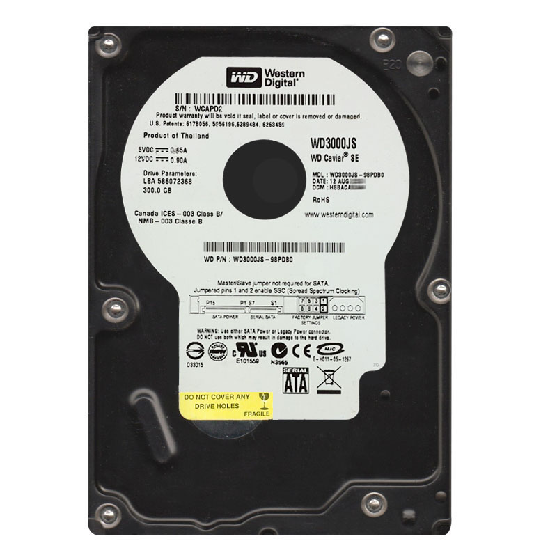 Western Digital - 300GB 7.2K SATA 3.0Gbps 3.5" 8MB Hard Drive - WD3000JS-98PDB0