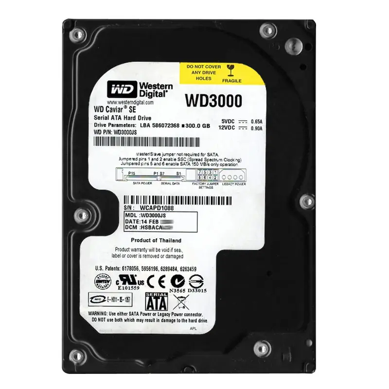 WD3000JS.jpg Western Digital - 300GB 7.2K SATA 3.0Gbps 3.5" 8MB Hard Drive - WD3000JS - Image 1