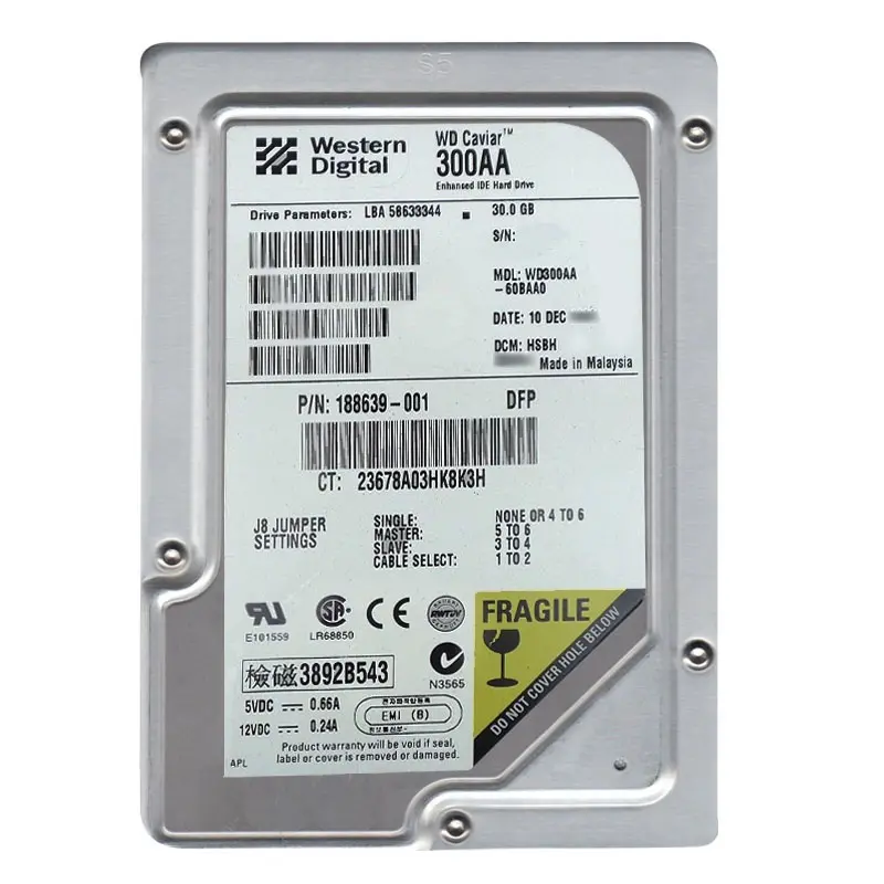 WD300AA-60BAA0.jpg Western Digital - 30GB 5.4K Ultra-ATA/66 3.5" 2MB Cache Hard Drive - WD300AA-60BAA0 - Image 1