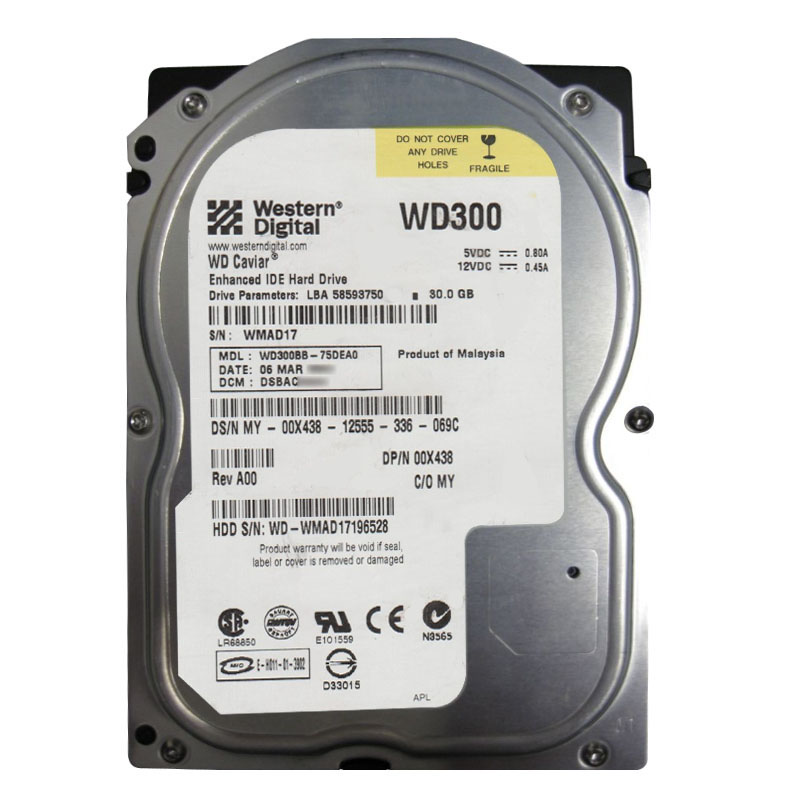 Western Digital - 30GB 7.2K EIDE 3.5" 2MB Cache Hard Drive - WD300BB-75DEA0