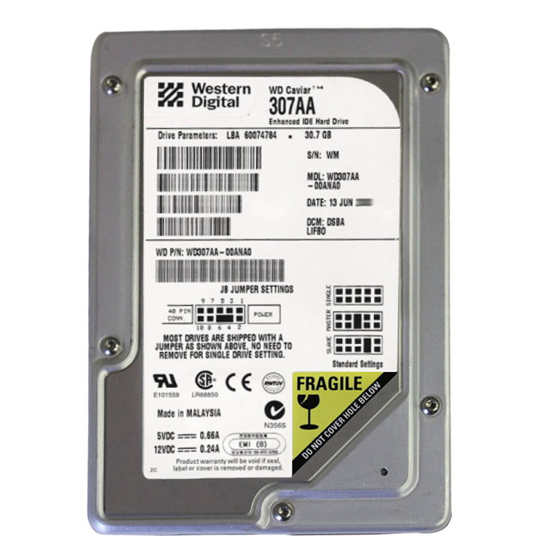 Western Digital - 30.7GB 5.4K IDE 3.5" 2MB Cache Hard Drive - WD307AA-00ANA0