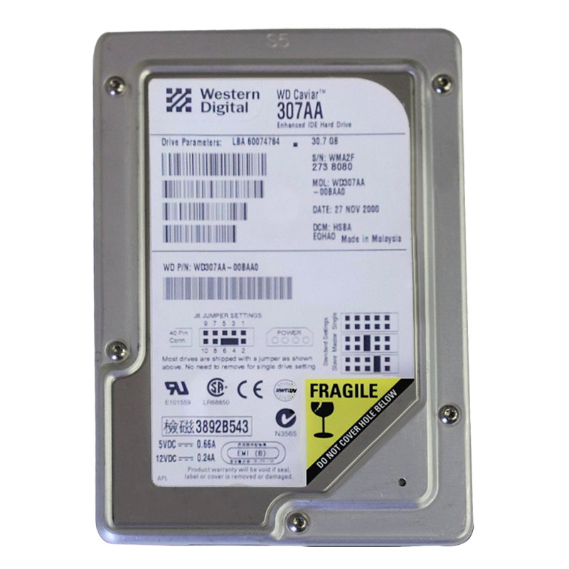 Western Digital - 30.7GB 5.4K EIDE 3.5" 2MB Cache Hard Drive - WD307AA-00BAA0