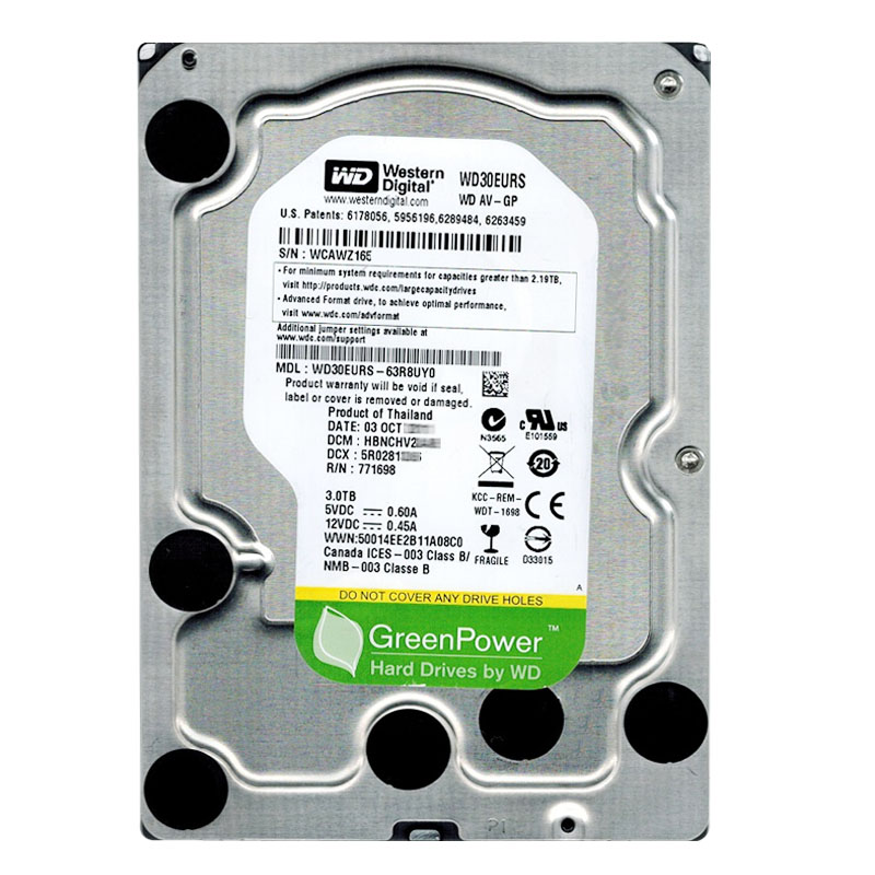 Western Digital - 3TB IntelliPower SATA 3.0Gbps 3.5" 64MB Hard Drive - WD30EURS-63R8UY0