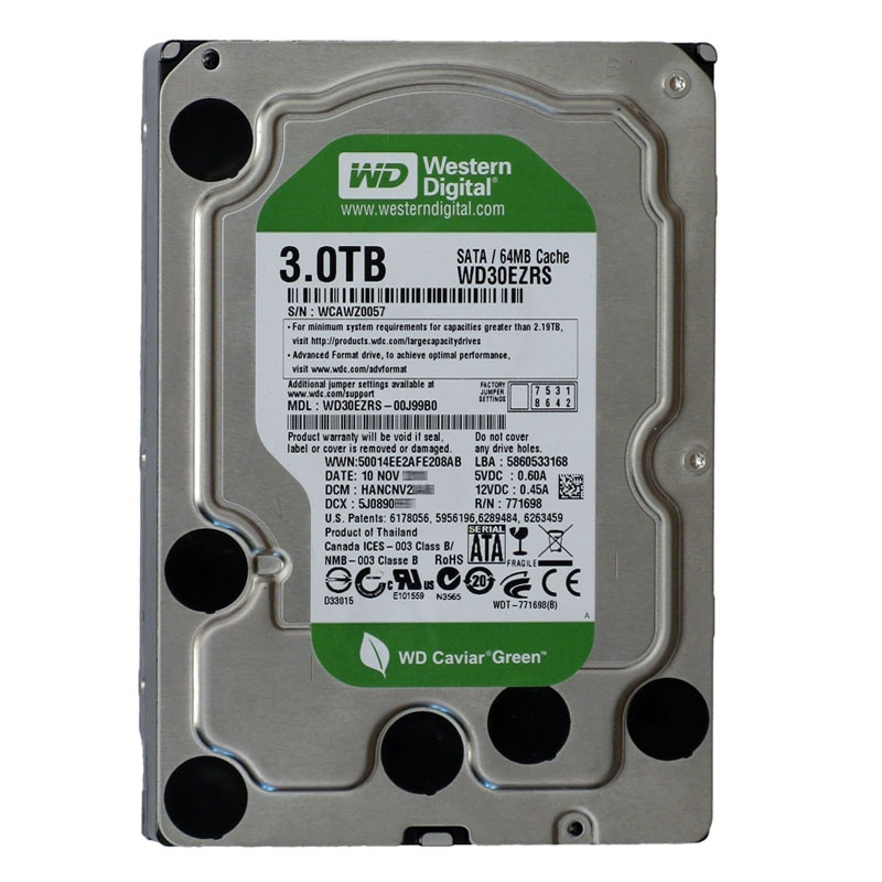 Western Digital - 3TB IntelliPower SATA 3.0Gbps 3.5" 64MB Hard Drive - WD30EZRS-00J99B0