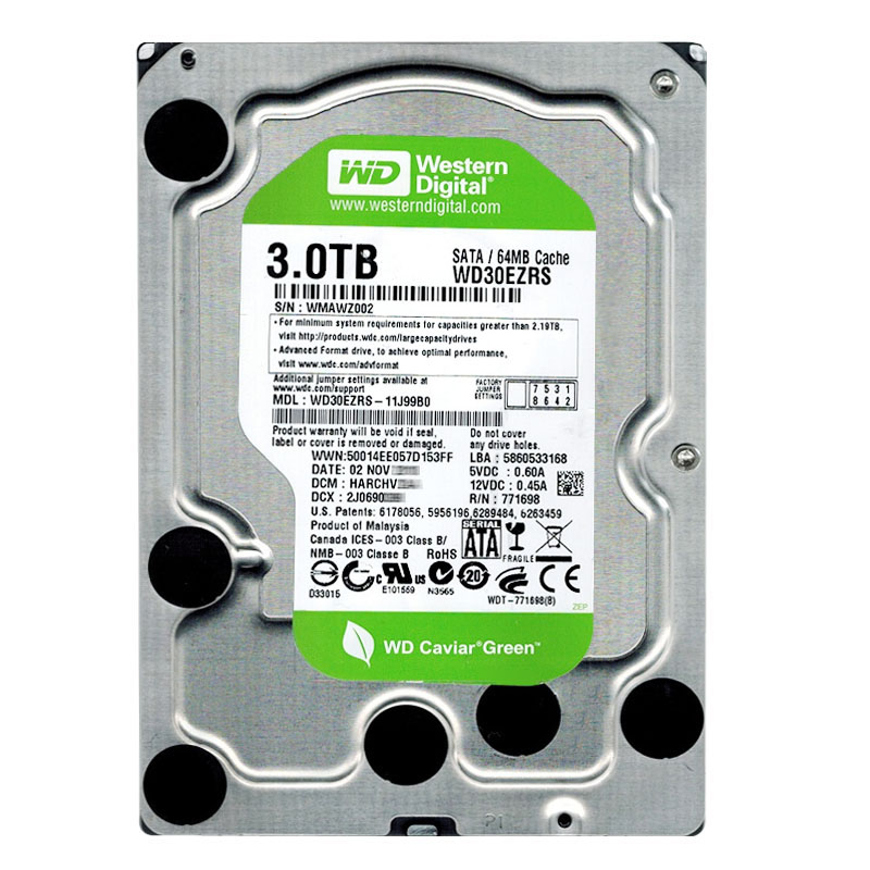 Western Digital - 3TB IntelliPower SATA 3.0Gbps 3.5" 64MB Hard Drive - WD30EZRS-11J99B0