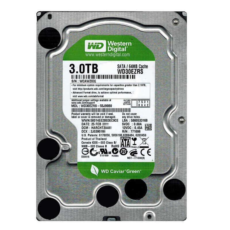 Western Digital - 3TB IntelliPower SATA 3.0Gbps 3.5" 64MB Hard Drive - WD30EZRS-55J99B0