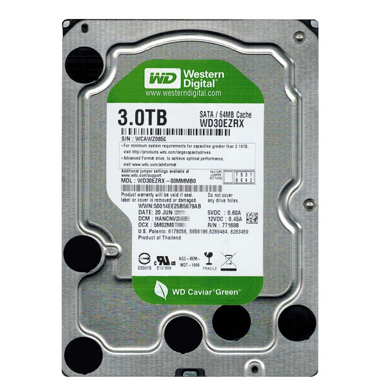 Western Digital - 3TB IntelliPower SATA 6.0Gbps 3.5" 64MB Hard Drive - WD30EZRX-00MMMB0