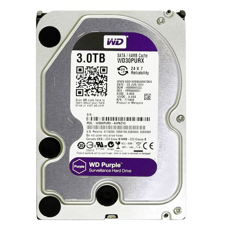 Western Digital - 3TB 5.4K SATA 6.0Gbps 3.5" 64MB Cache Hard Drive - WD30PURX-64P6ZY0