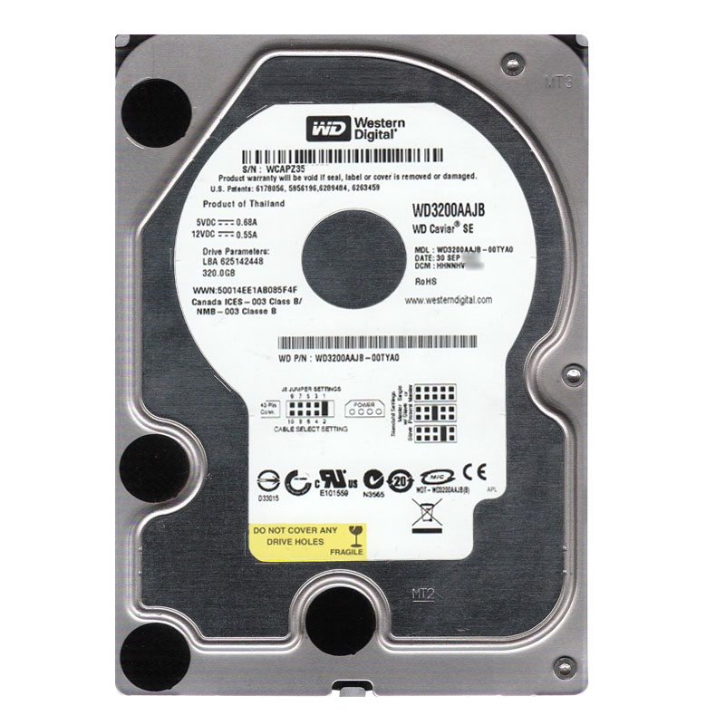 Western Digital - 320GB 7.2K IDE Ultra-ATA/100 3.5" 8MB Cache Hard Drive - WD3200AAJB-00TYA0