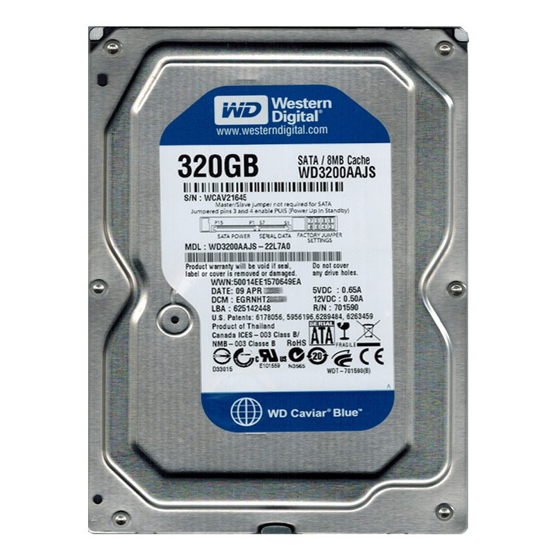 Western Digital - 320GB 7.2K SATA 3.0Gbps 3.5" 8MB Hard Drive - WD3200AAJS-22L7A0