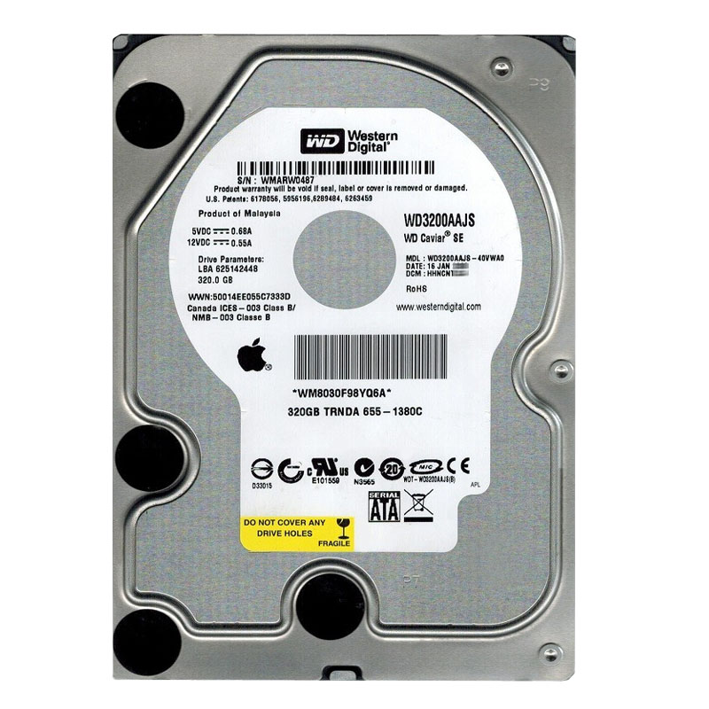 Western Digital - 320GB 7.2K SATA 3.0Gbps 3.5" 8MB Hard Drive - WD3200AAJS-40VWA0