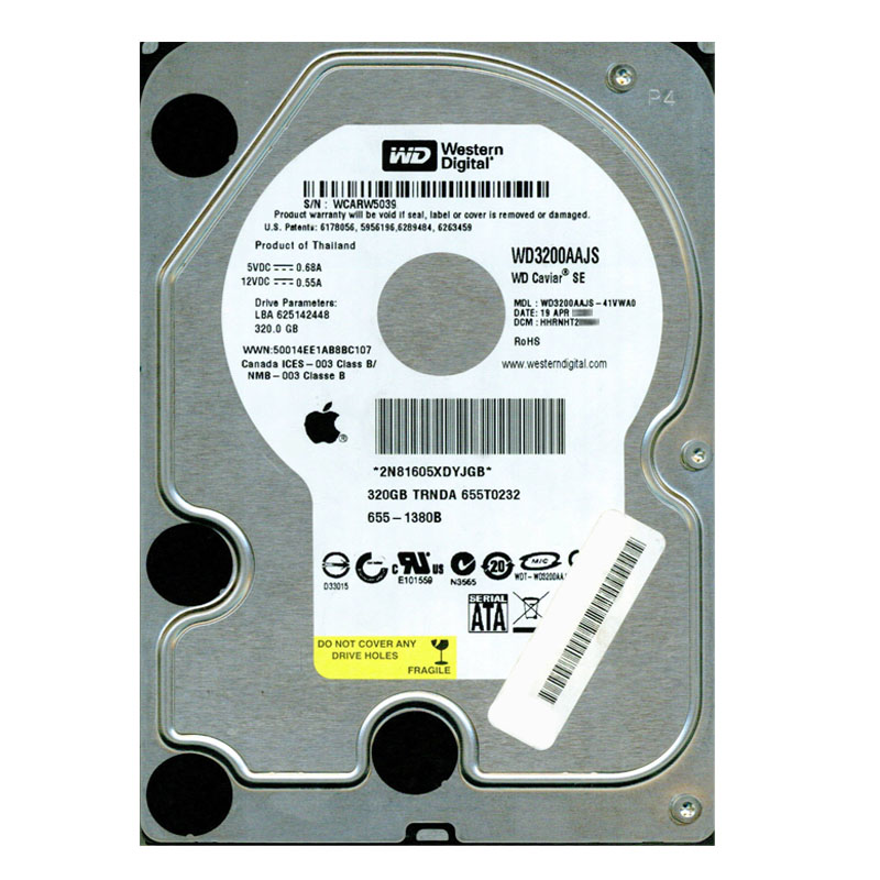 Western Digital - 320GB 7.2K SATA 3.0Gbps 3.5" 8MB Hard Drive - WD3200AAJS-41VWA0