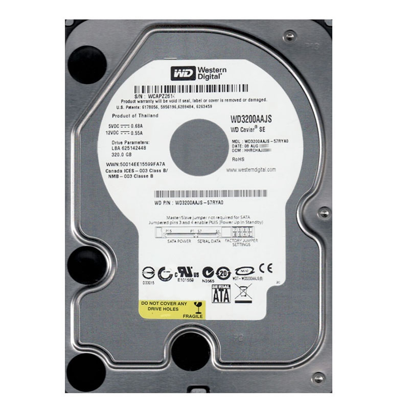 Western Digital - 320GB 7.2K SATA 3.0Gbps 3.5" 8MB Hard Drive - WD3200AAJS-57RYA0