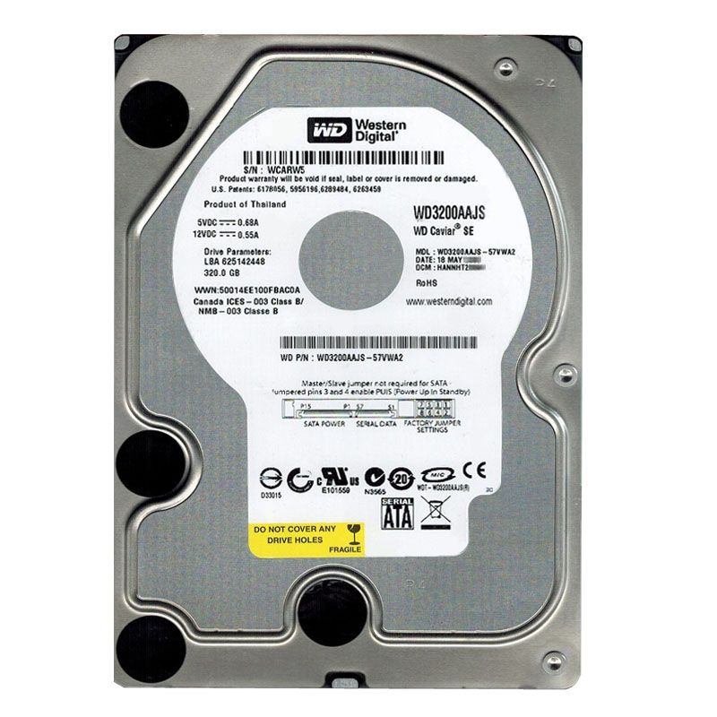Western Digital - 320GB 7.2K SATA 3.0Gbps 3.5" 8MB Hard Drive - WD3200AAJS-57VWA2