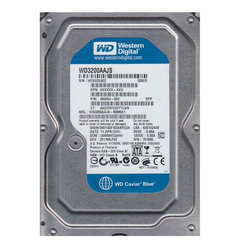 Western Digital - 320GB 7.2K SATA 3.0Gbps 3.5" 8MB Cache Hard Drive - WD3200AAJS-60M0A1