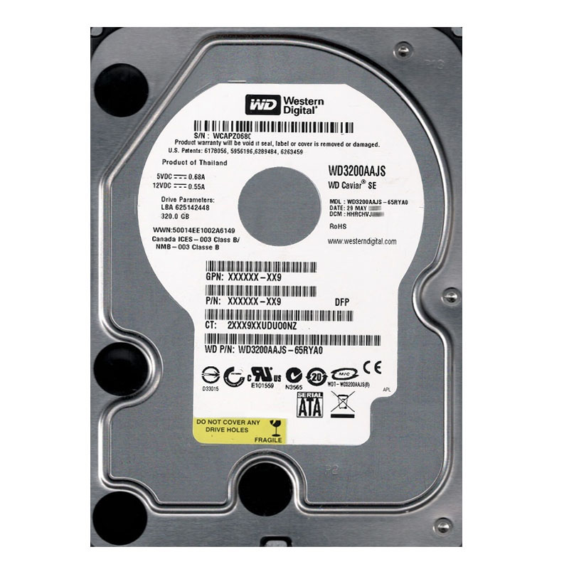 Western Digital - 320GB 7.2K SATA 3.0Gbps 3.5" 8MB Hard Drive - WD3200AAJS-65RYA0