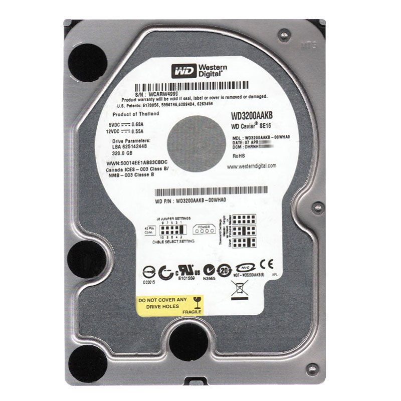 Western Digital - 320GB 7.2K ATA/100 3.5" 16MB Cache Hard Drive - WD3200AAKB-00WHA0
