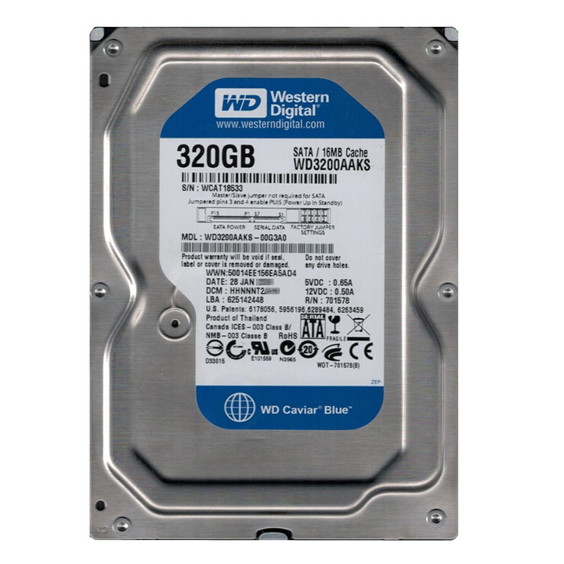 Western Digital - 320GB 7.2K SATA 3.0Gbps 3.5" 16MB Hard Drive - WD3200AAKS-00G3A0
