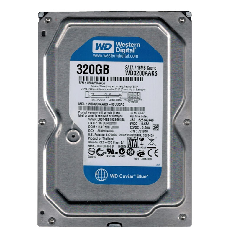 Western Digital - 320GB 7.2K SATA 3.0Gbps 3.5" 16MB Hard Drive - WD3200AAKS-00UU3A0