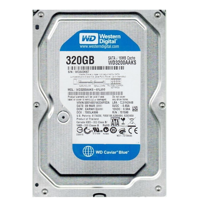 Western Digital - 320GB 7.2K SATA 3.0Gbps 3.5" 16MB Hard Drive - WD3200AAKS-61L9A0