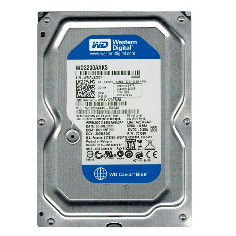 Western Digital - 320GB 7.2K SATA 3.0Gbps 3.5" 16MB Hard Drive - WD3200AAKS-75L9A0