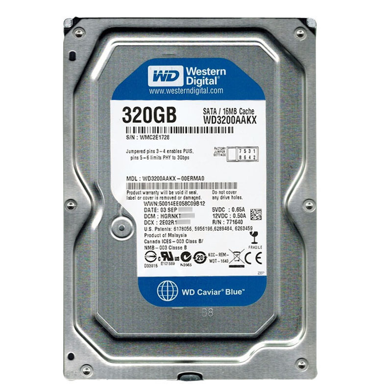 Western Digital - 320GB 7.2K SATA 6.0Gbps 3.5" 16MB Hard Drive - WD3200AAKX-00ERMA0