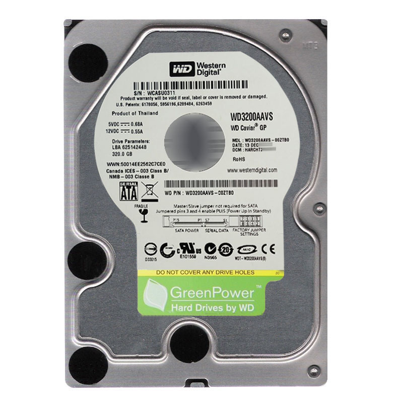 Western Digital - 320GB 7.2K SATA 3.0Gbps 3.5" Hard Drive - WD3200AAVS-00ZTB0