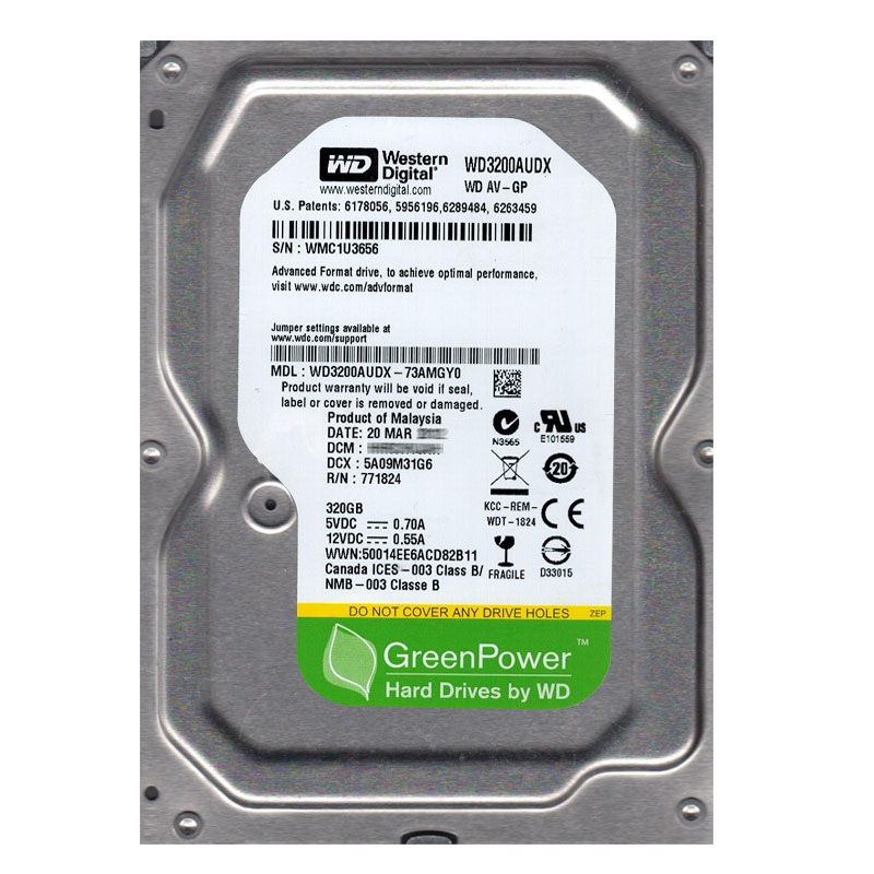 Western Digital - 320GB IntelliPower SATA 6.0Gbps 3.5" 32MB Cache Hard Drive - WD3200AUDX-73AMGY0