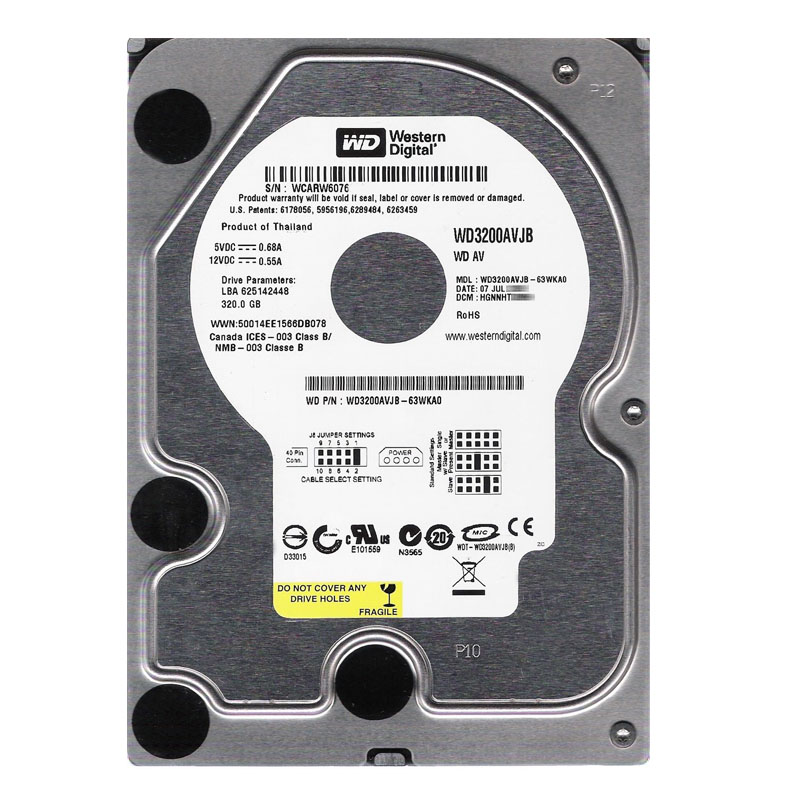 Western Digital - 320GB 7.2K ATA/100 3.5" 8MB Cache Hard Drive - WD3200AVJB-63WKA0