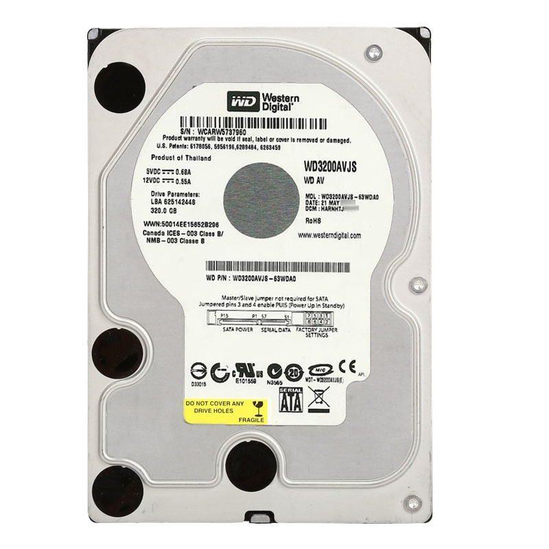 Western Digital - 320GB 7.2K SATA 3.0Gbps 3.5" 8MB Hard Drive - WD3200AVJS-63WDA0