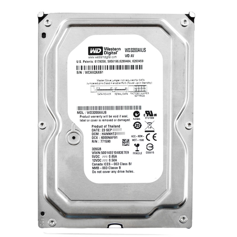 Western Digital - 320GB 7.2K SATA 3.0Gbps 3.5" 8MB Hard Drive - WD3200AVJS