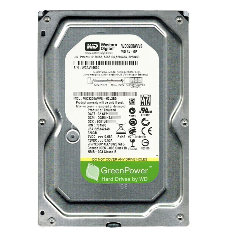 Western Digital - 320GB IntelliPower SATA 3.0Gbps 3.5" 8MB Hard Drive - WD3200AVVS-63L2B0