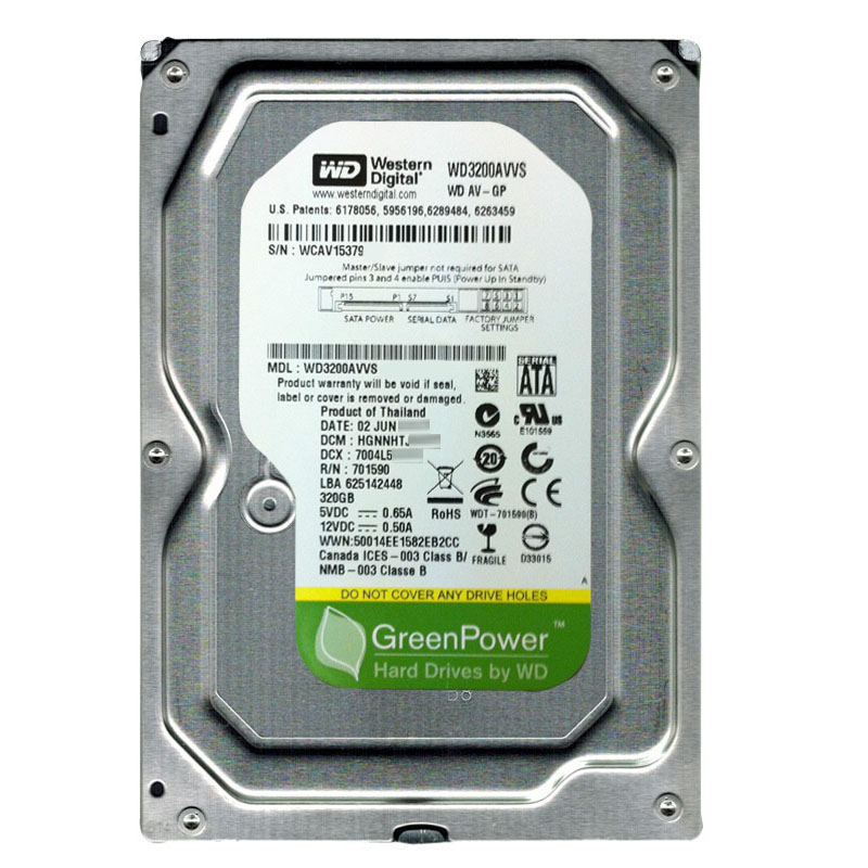 Western Digital - 320GB IntelliPower SATA 3.0Gbps 3.5" 8MB Hard Drive - WD3200AVVS