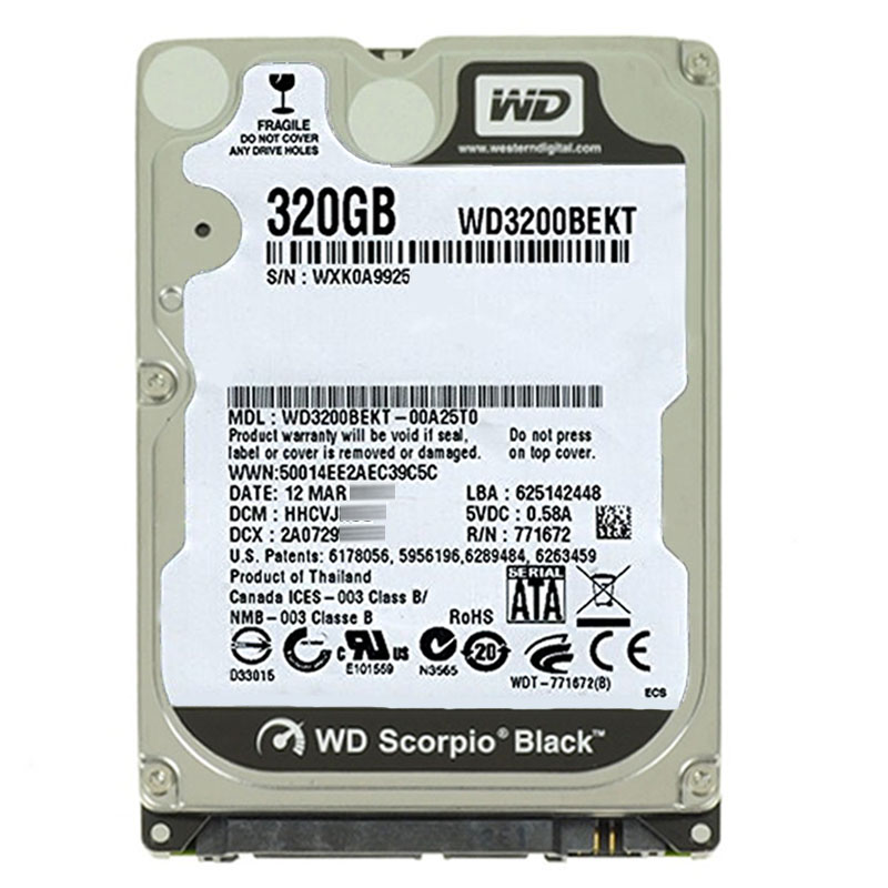 Western Digital - 320GB 7.2K SATA 3.0Gbps 2.5" 16MB Hard Drive - WD3200BEKT-00A25T0