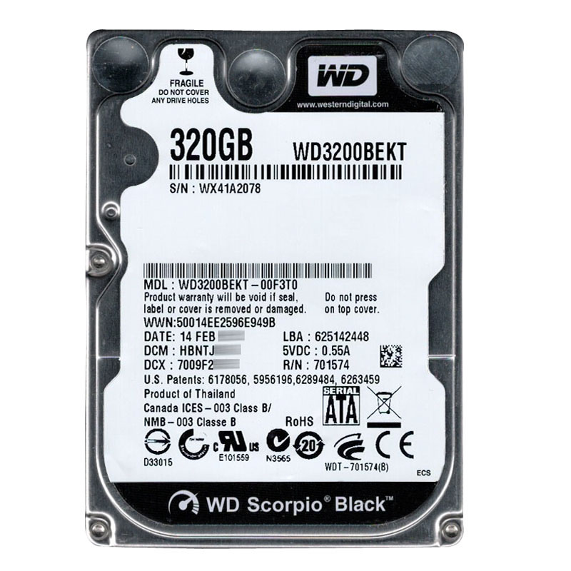 Western Digital - 320GB 7.2K SATA 3.0Gbps 2.5" 16MB Hard Drive - WD3200BEKT-00F3T0