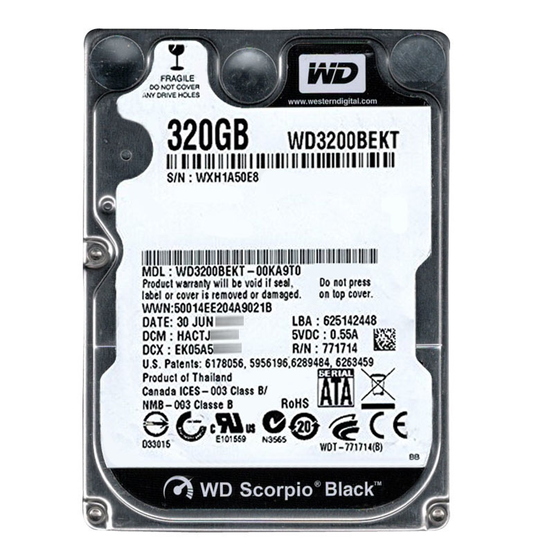 Western Digital - 320GB 7.2K SATA 3.0Gbps 2.5" 16MB Hard Drive - WD3200BEKT-00KA9T0