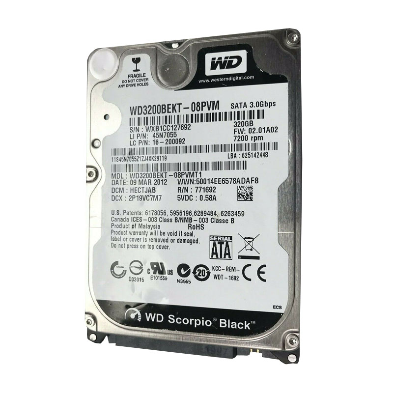 Western Digital - 320GB 7.2K SATA 3.0Gbps 2.5" 16MB Cache Hard Drive - WD3200BEKT-08PVM
