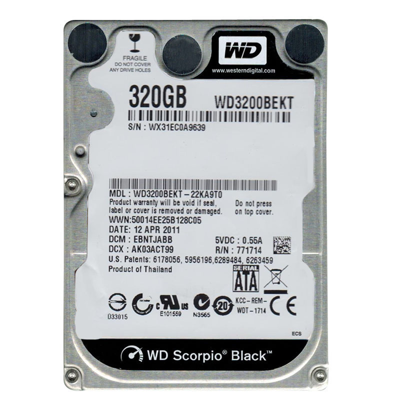 Western Digital - 320GB 7.2K SATA 3.0Gbps 2.5" 16MB Hard Drive - WD3200BEKT-22KA9T0