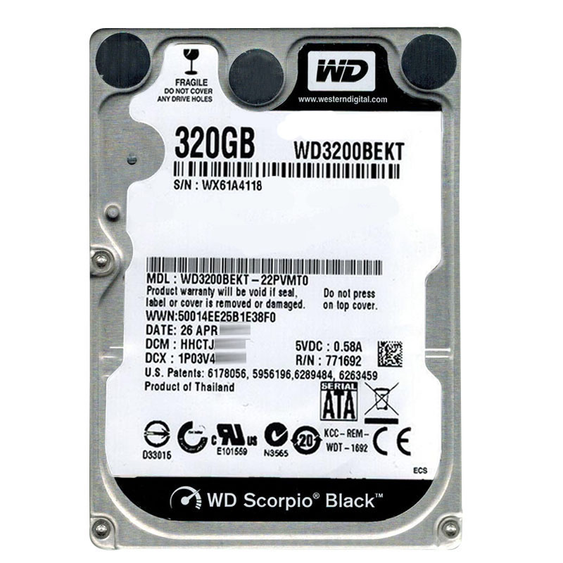 Western Digital - 320GB 7.2K SATA 3.0Gbps 2.5" 16MB Hard Drive - WD3200BEKT-22PVMT0