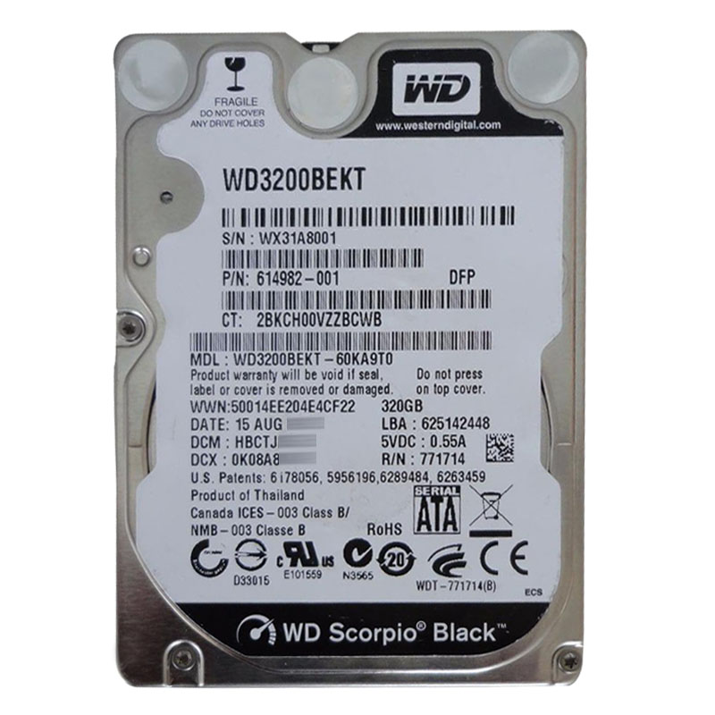 Western Digital - 320GB 7.2K SATA 3.0Gbps 2.5" 16MB Hard Drive - WD3200BEKT-60KA9T0